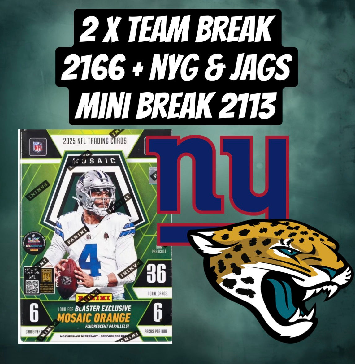 🚨 Break 2166 - NFL MOSAIC 2 X Random Team + Giants & Jags MINI🚨 ...